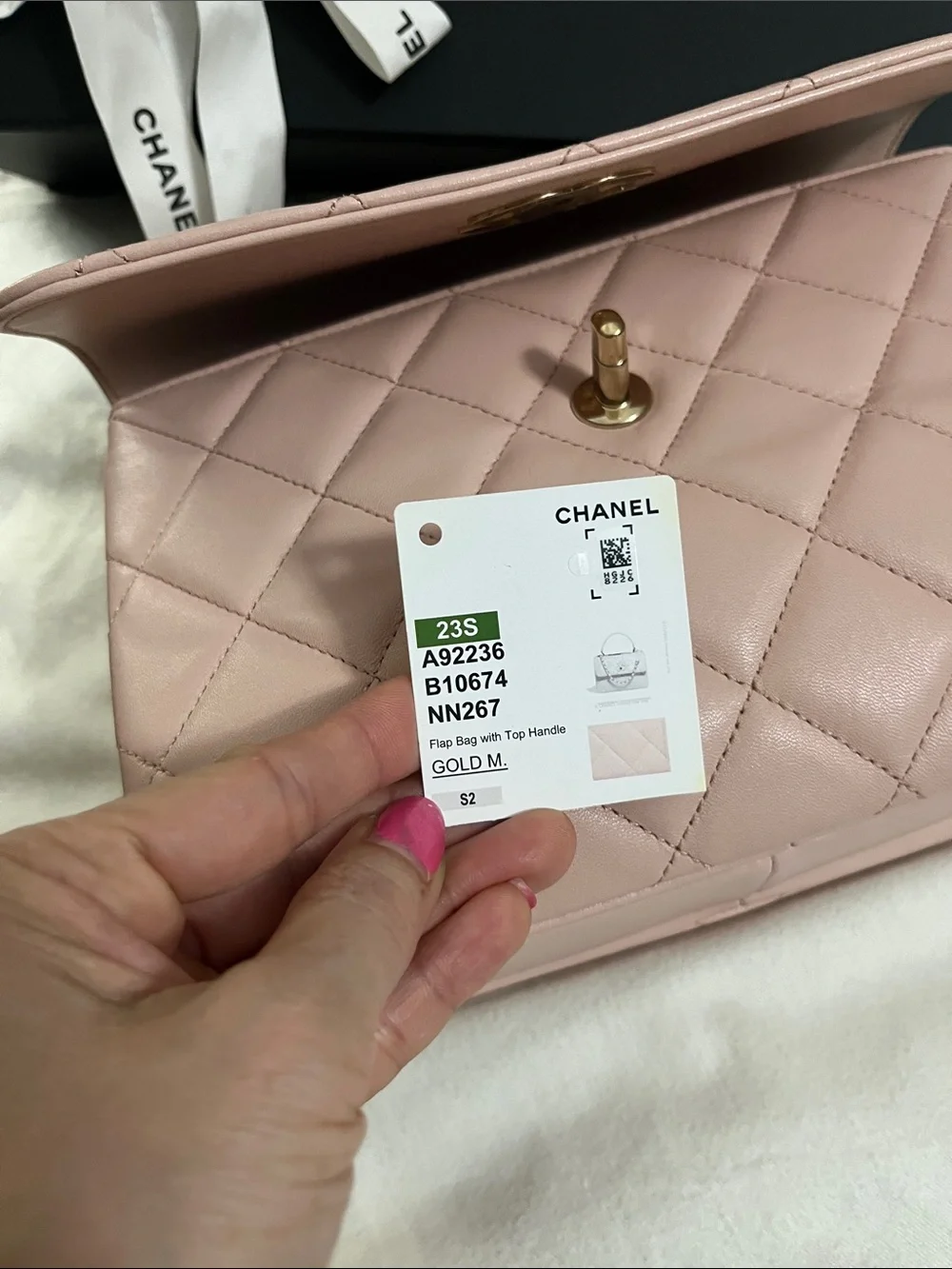 CHANEL Blush Pink Quilted Top-Handle Shoulder Bag